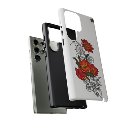 Floral Red Poppy - Tough Galaxy Phone Case Series S10-S25 Series