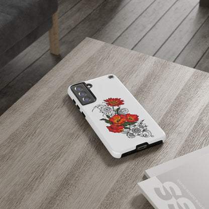 Floral Red Poppy - Tough Galaxy Phone Case Series S10-S25 Series