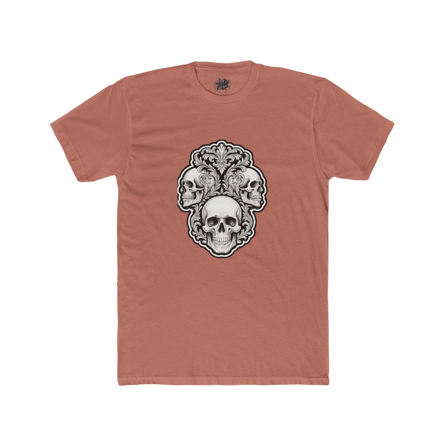 Skulls Filigree Crew Tee — Unisex Cotton Skull Filigree T-Shirt