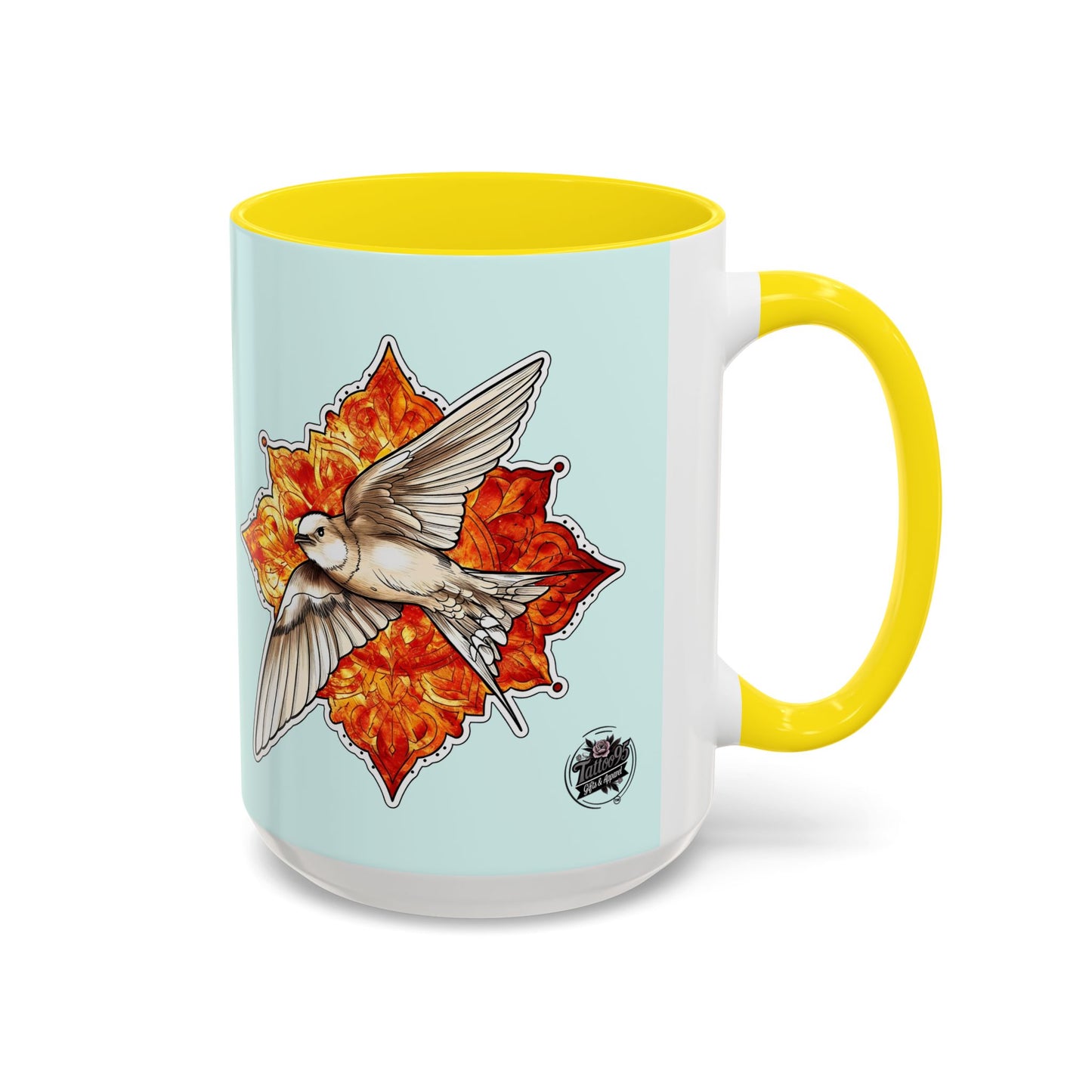 Swallow & Autumn Leaf Accent Coffee Mug — Ceramic Bird Lover Gift (11/15oz)