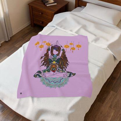 Yoga Goddess Meditation Lotus Mandala - Blanket - Sofa Sizes - Velveteen Plush Blanket