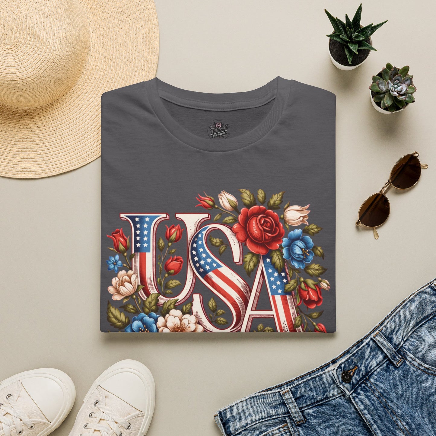 Floral USA 250th T-Shirt — Happy Birthday America