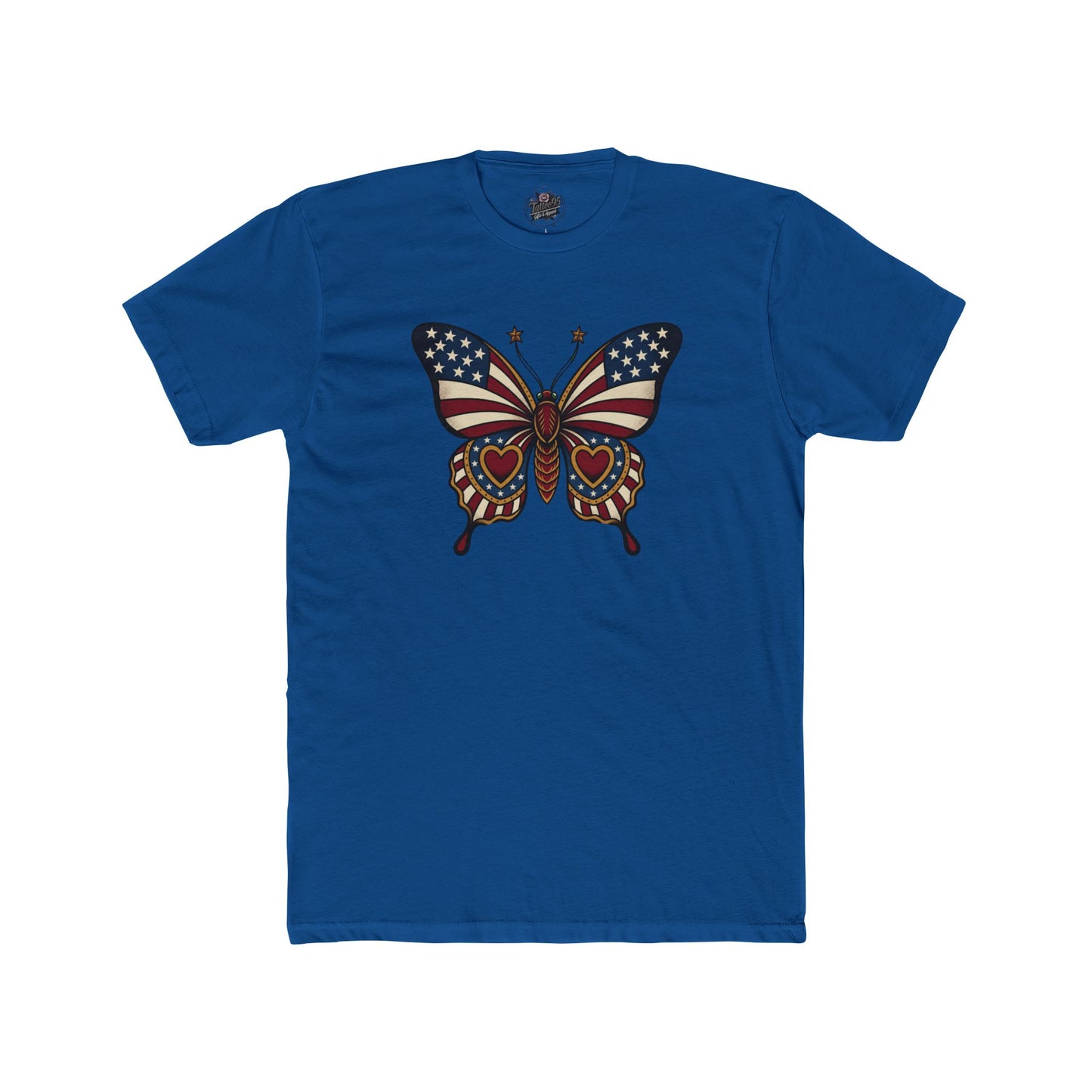 Butterflies Are Free US Flag Graphic Tee — Patriotic Butterfly Crew Tee