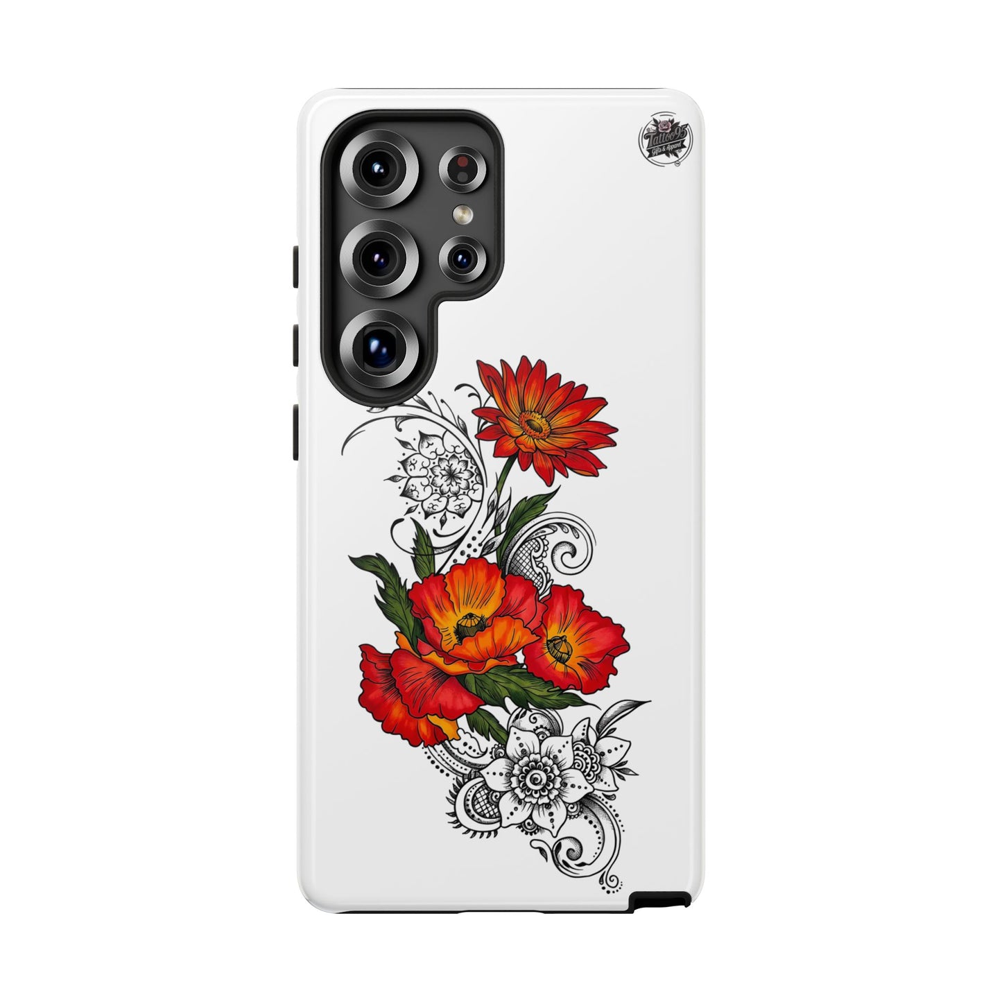 Floral Red Poppy - Tough Galaxy Phone Case Series S10-S25 Series