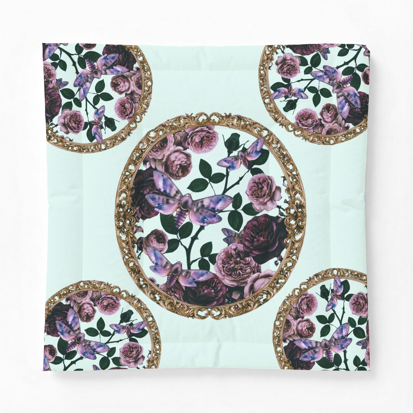 Vintage Floral Cotton Comforter – Dark Botanical Bedspread