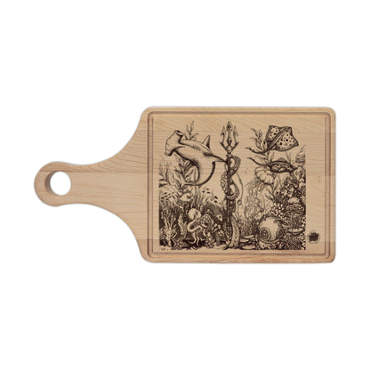 Ocean Underwater Journey Tattoo Engraved Cutting Board — Underwater Journey Wood Paddle & Rectangular