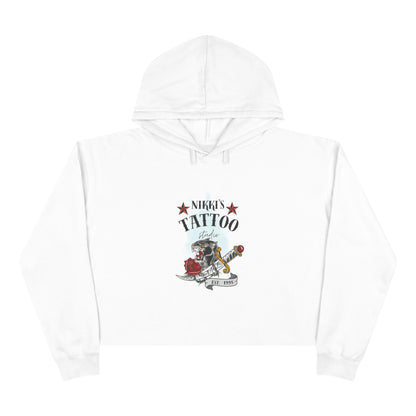 Nikki's Tattoo Studio Collection - Panther Dagger Rose - Crop Hoodie Sweatshirt