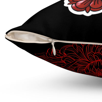 Moth Tattoo Art Pillow — Black Double-Sided Spun Polyester Decorative Pillow