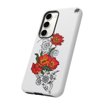Floral Red Poppy - Tough Galaxy Phone Case Series S10-S25 Series