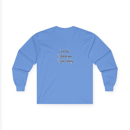 Live Free, Sail Wild Pirate Lady with Back Quote "I’m the Storm You Saw Coming" - Gildan Adult Long Sleeve Ultra Cotton T-Shirt