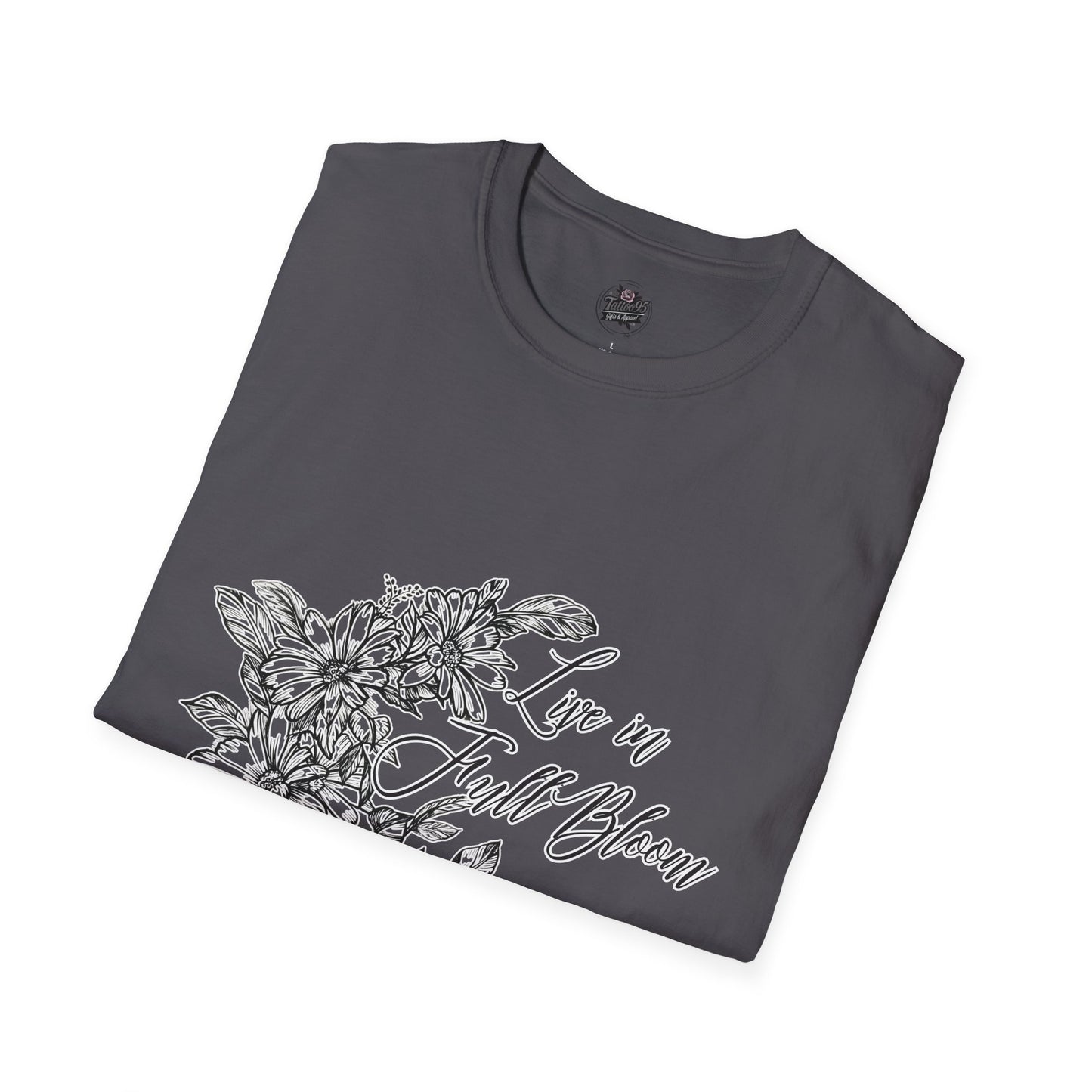 Live in Full Bloom - Floral Script Crew Tee