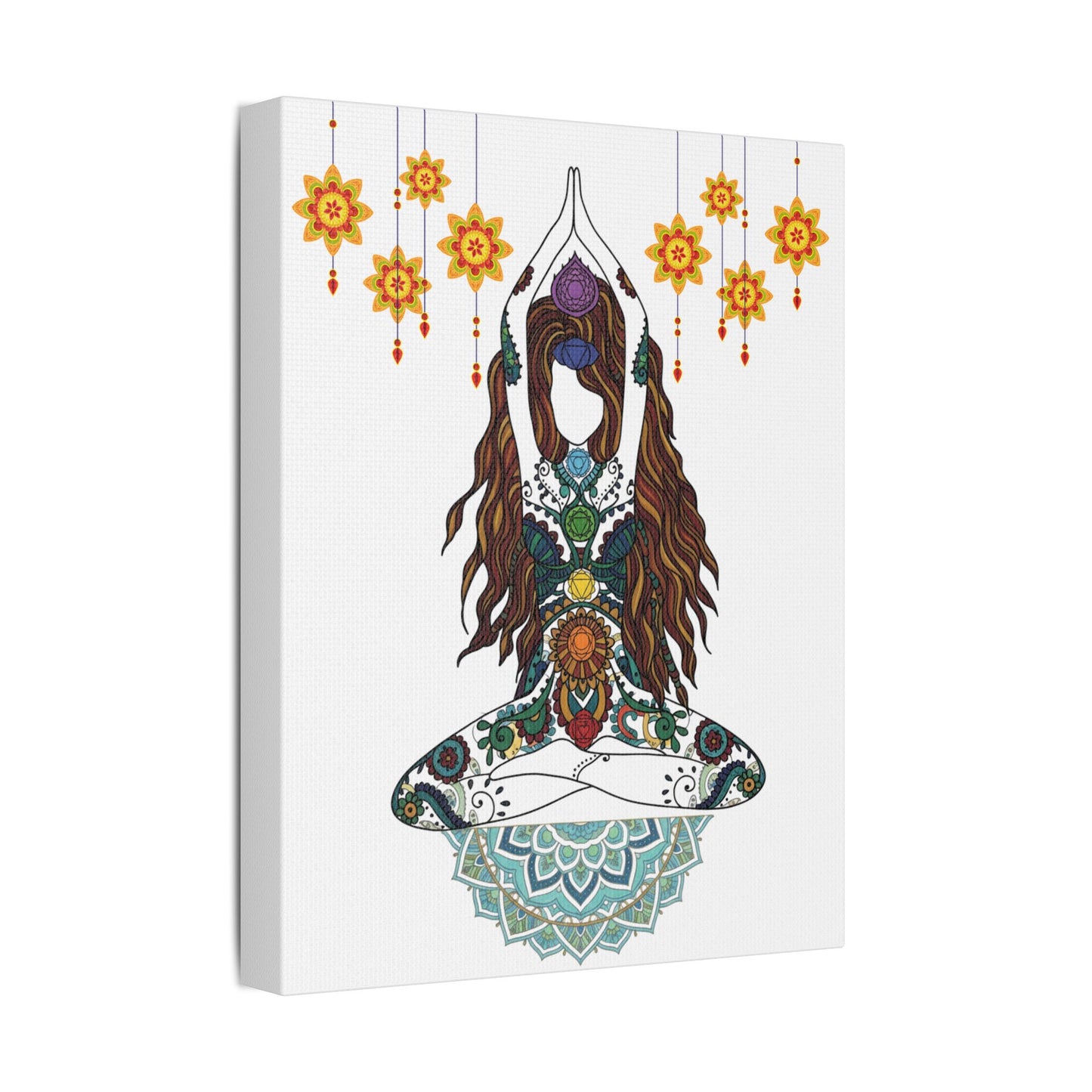 Yoga Goddess Meditation Lotus Mandala -- Satin Canvas Wall Art — 11x14 Meditation Print
