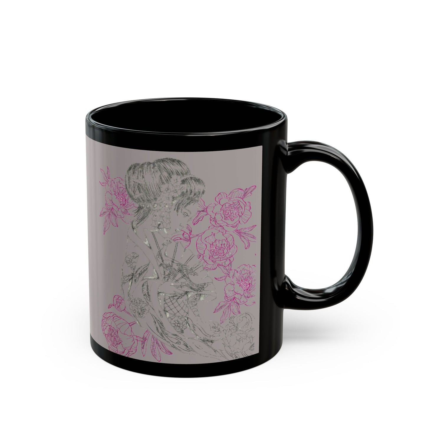 Flowing Geisha Tattoo - Coffee Mug — 11oz & 15oz - Choose Background Color