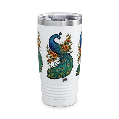 Floral Peacock - Tumbler, 20oz Travel Mug