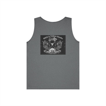 Nikki's Tattoo Studio Collection - 30 Year Anniversary Edition - Skull and Snake Logo Unisex Heavy Cotton Tank Top - Black & Grey