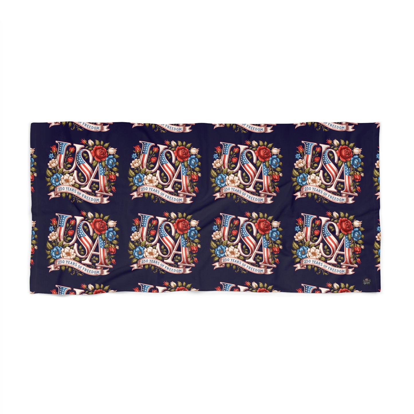 Floral USA 250th Year Birthday Beach Towel — Small & Large