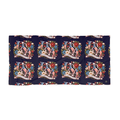 Floral USA 250th Year Birthday Beach Towel — Small & Large