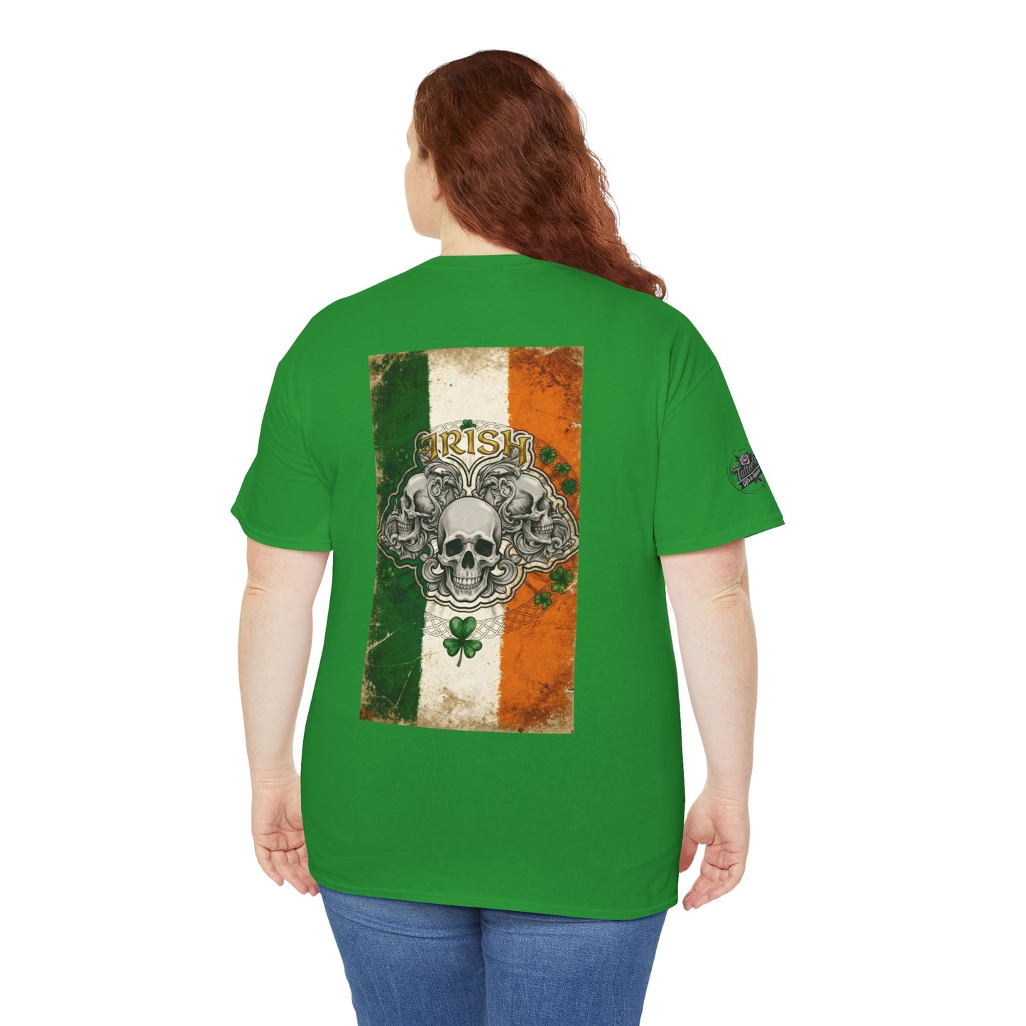 Irish Strong - Skull Flag T-Shirt — Relaxed Fit Tee with Back Tattoo Artwork