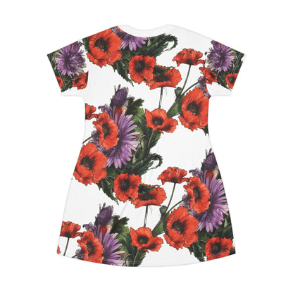 Red Poppy Purple Aster - Dress