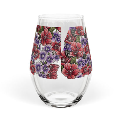Flowers & Skulls - Stemless Wine Glass, 11.75oz