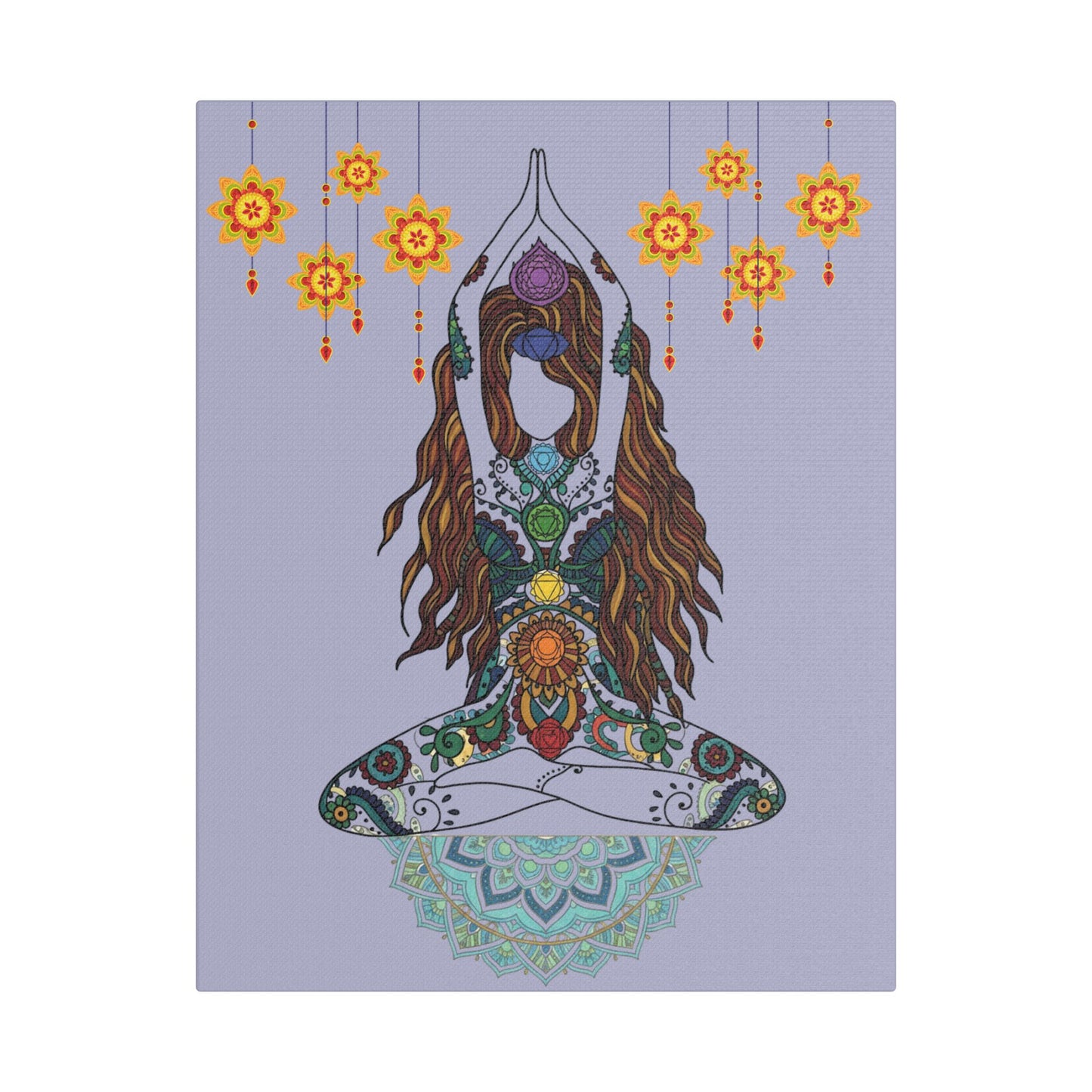 Yoga Goddess Meditation Lotus Mandala -- Satin Canvas Wall Art — 11x14 Meditation Print