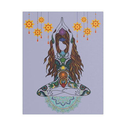 Yoga Goddess Meditation Lotus Mandala -- Satin Canvas Wall Art — 11x14 Meditation Print