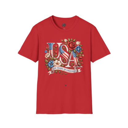 Floral USA 250th T-Shirt — Happy Birthday America