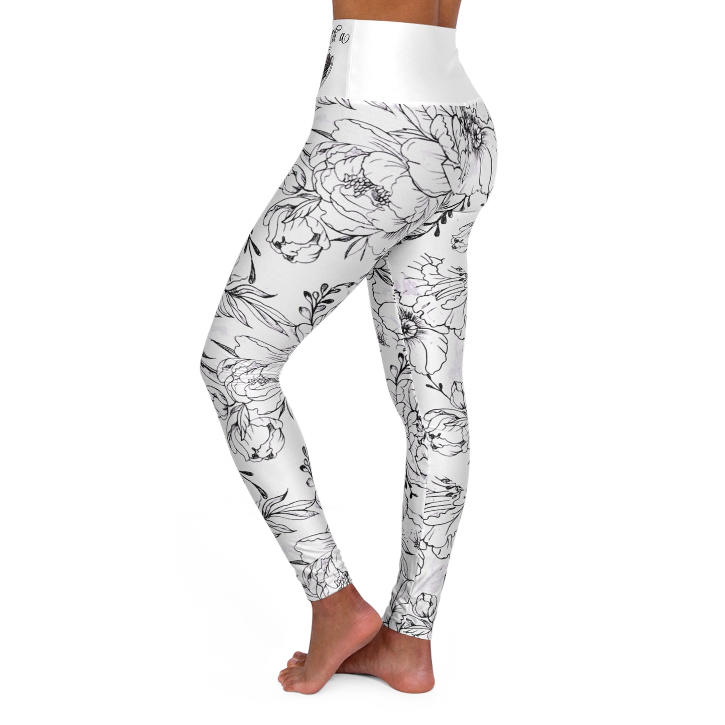 Peonies Tattoo Artwork - High-Waisted Yoga Leggings — "Everything Starts With a Dream"
