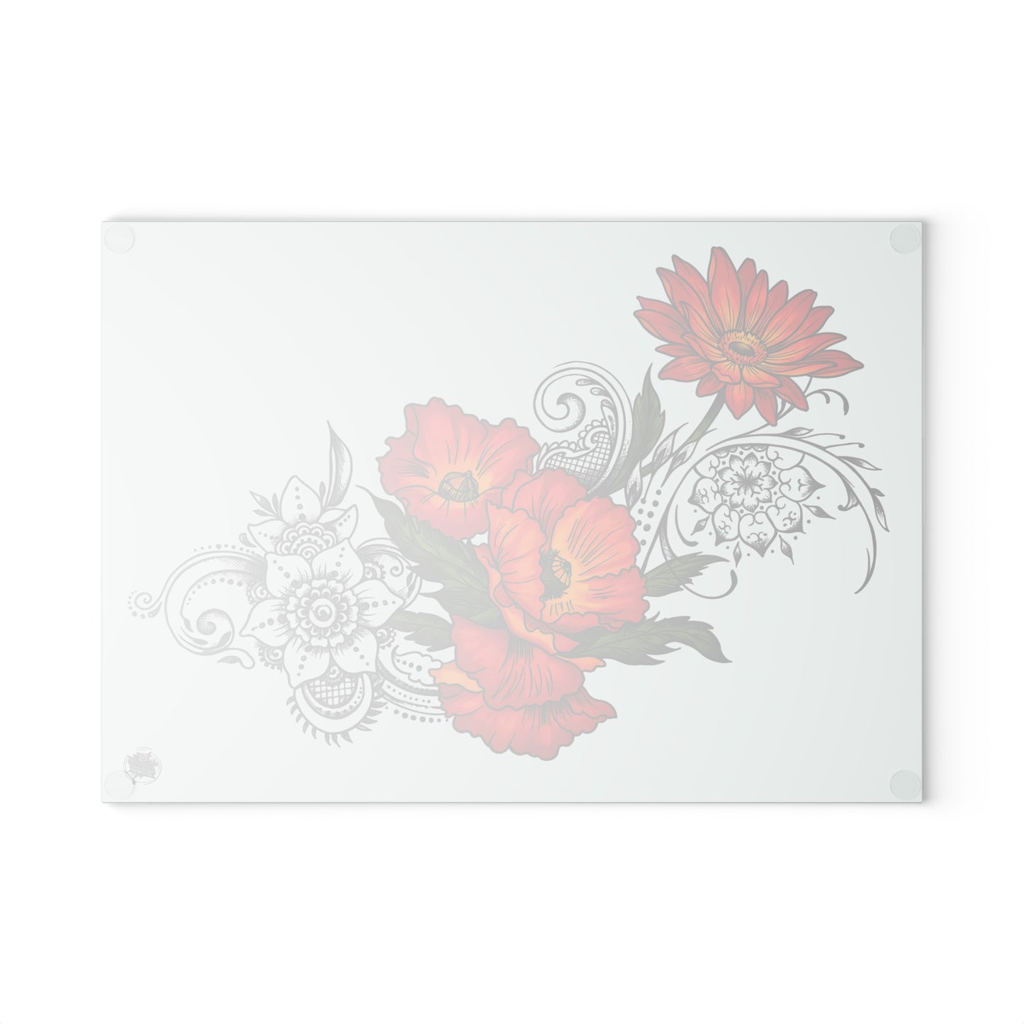 Floral Red Poppy Glass Cutting Board – Decorative Kitchen Chopping Board