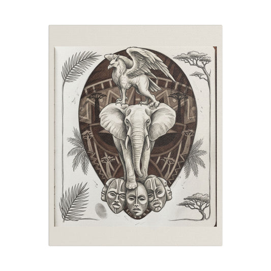 African-Inspired Totem Tattoo - Satin Canvas Print — 11" x 14" Wall Art