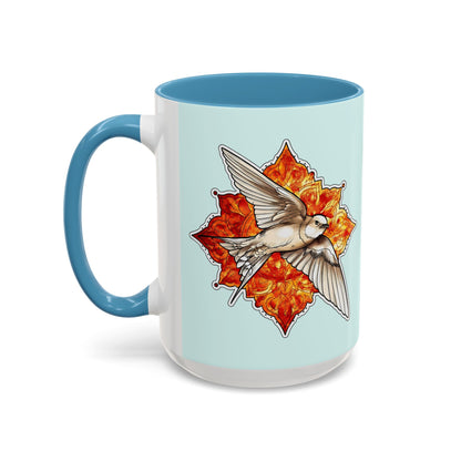 Swallow & Autumn Leaf Accent Coffee Mug — Ceramic Bird Lover Gift (11/15oz)