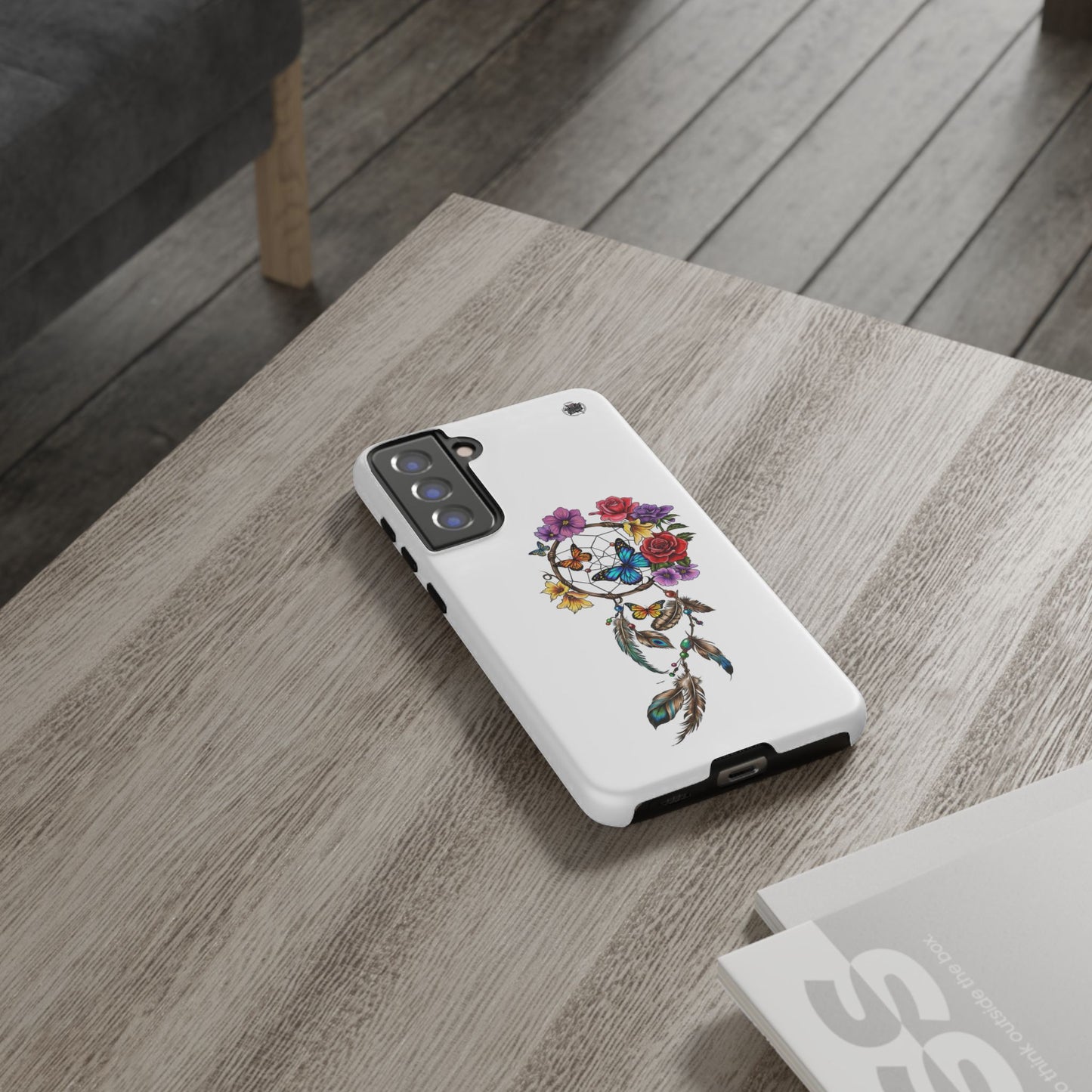 Dreamcatcher &  Butterflies White — Tough Galaxy S10-S25 Series Protective Cover