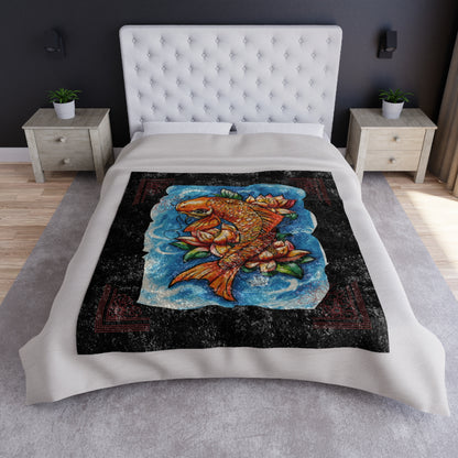 Koi Fish - Crushed Velvet Blanket (50" x 60")