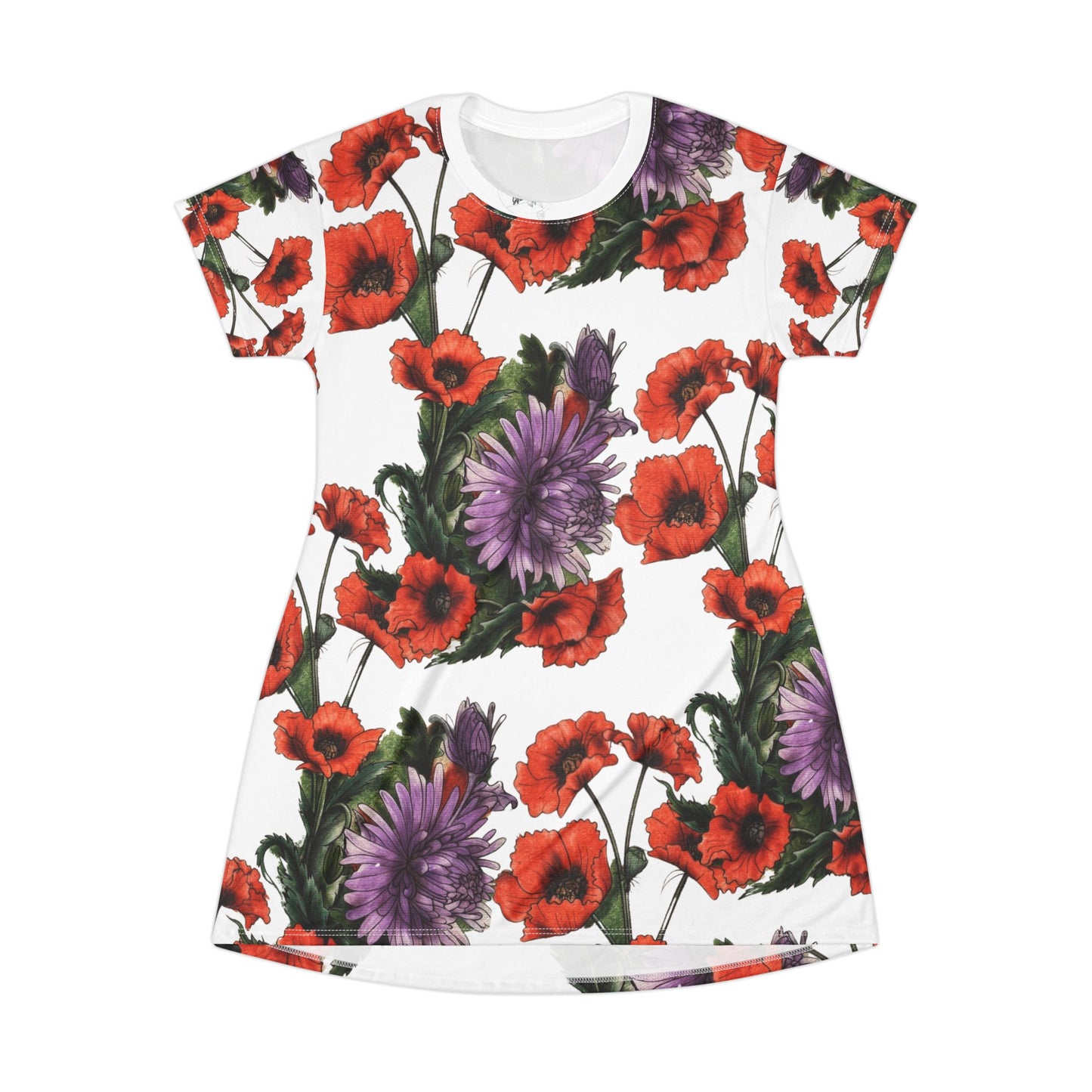 Red Poppy Purple Aster - Dress
