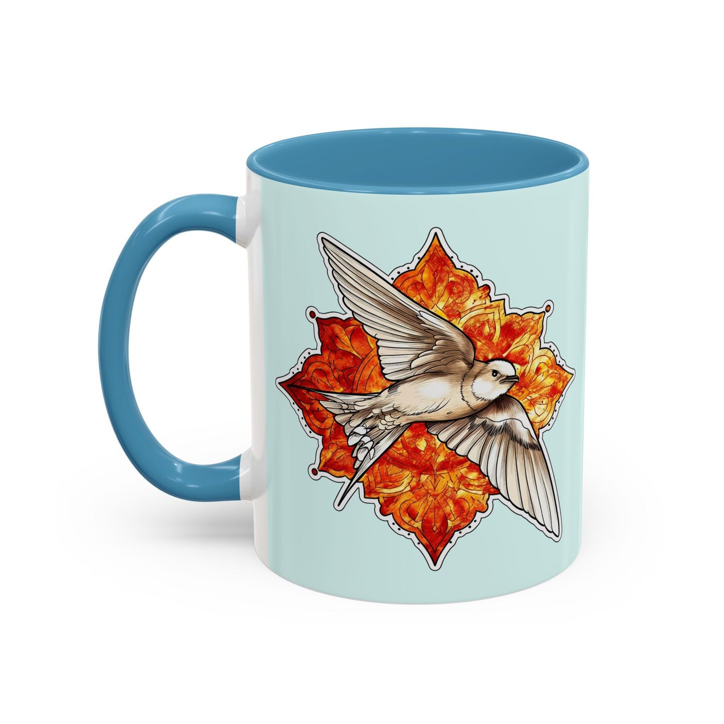 Swallow & Autumn Leaf Accent Coffee Mug — Ceramic Bird Lover Gift (11/15oz)