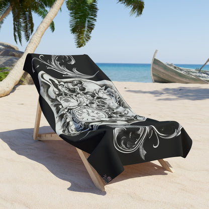 Skull Time - Beach Towel — Gothic Beach Towel (Small & Large)