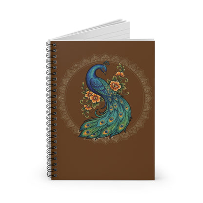 Floral Peacock Mandala - Spiral Notebook — Ruled Journal for Notes & Sketches