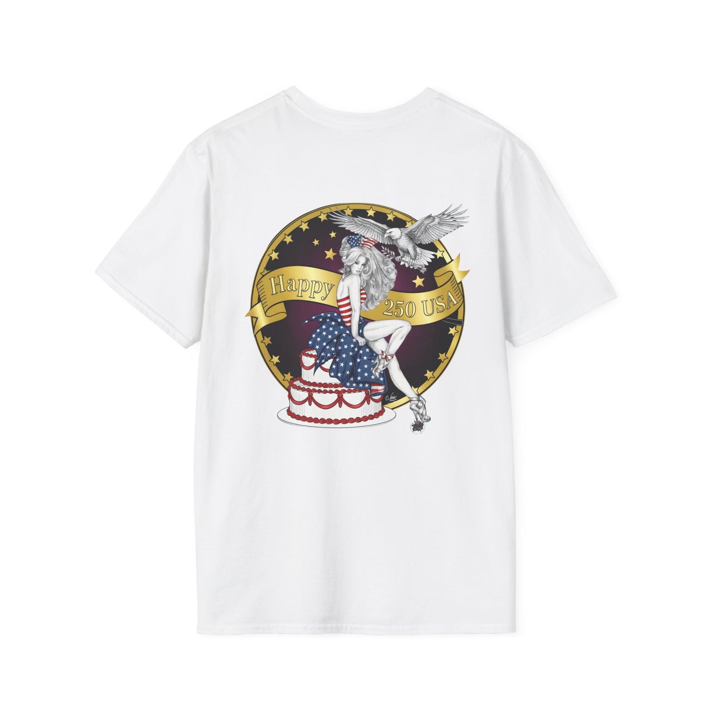 Eagle Tattoo T-Shirt with Flag & Lady Liberty – Happy 250th Birthday USA