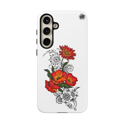Floral Red Poppy - Tough Galaxy Phone Case Series S10-S25 Series