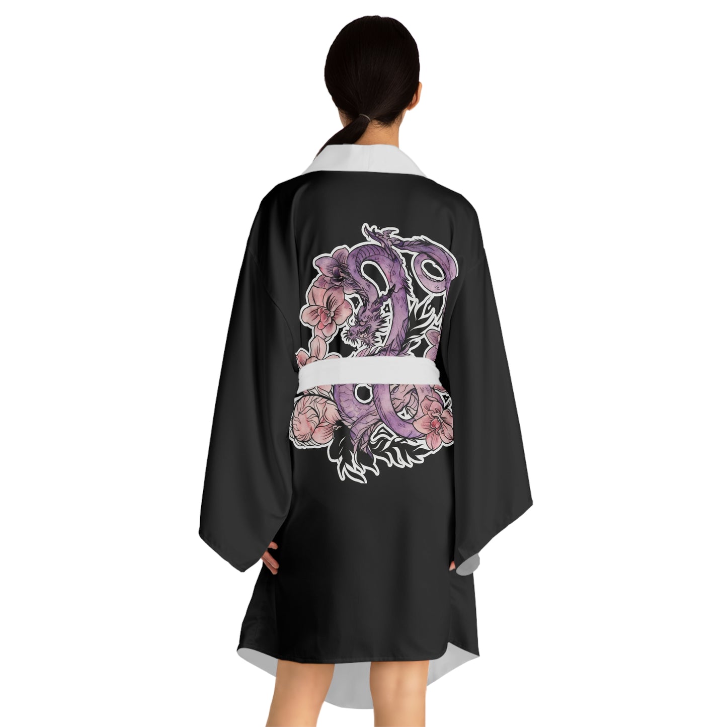 Dragon Orchids - Kimono Robe — Silk-Touch Mid-Length Tattoo Print