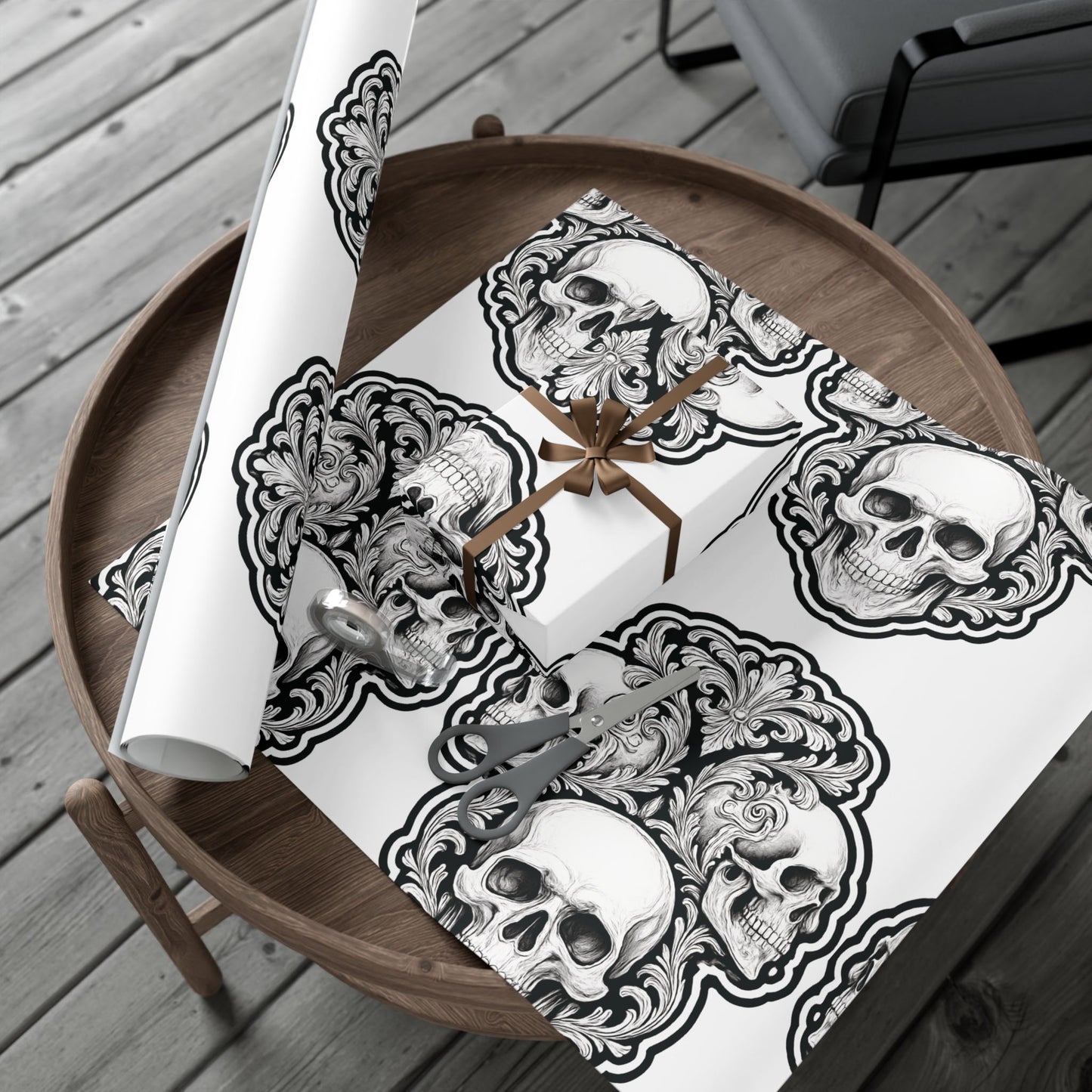 Skulls Filigree - Gift Wrapping Paper