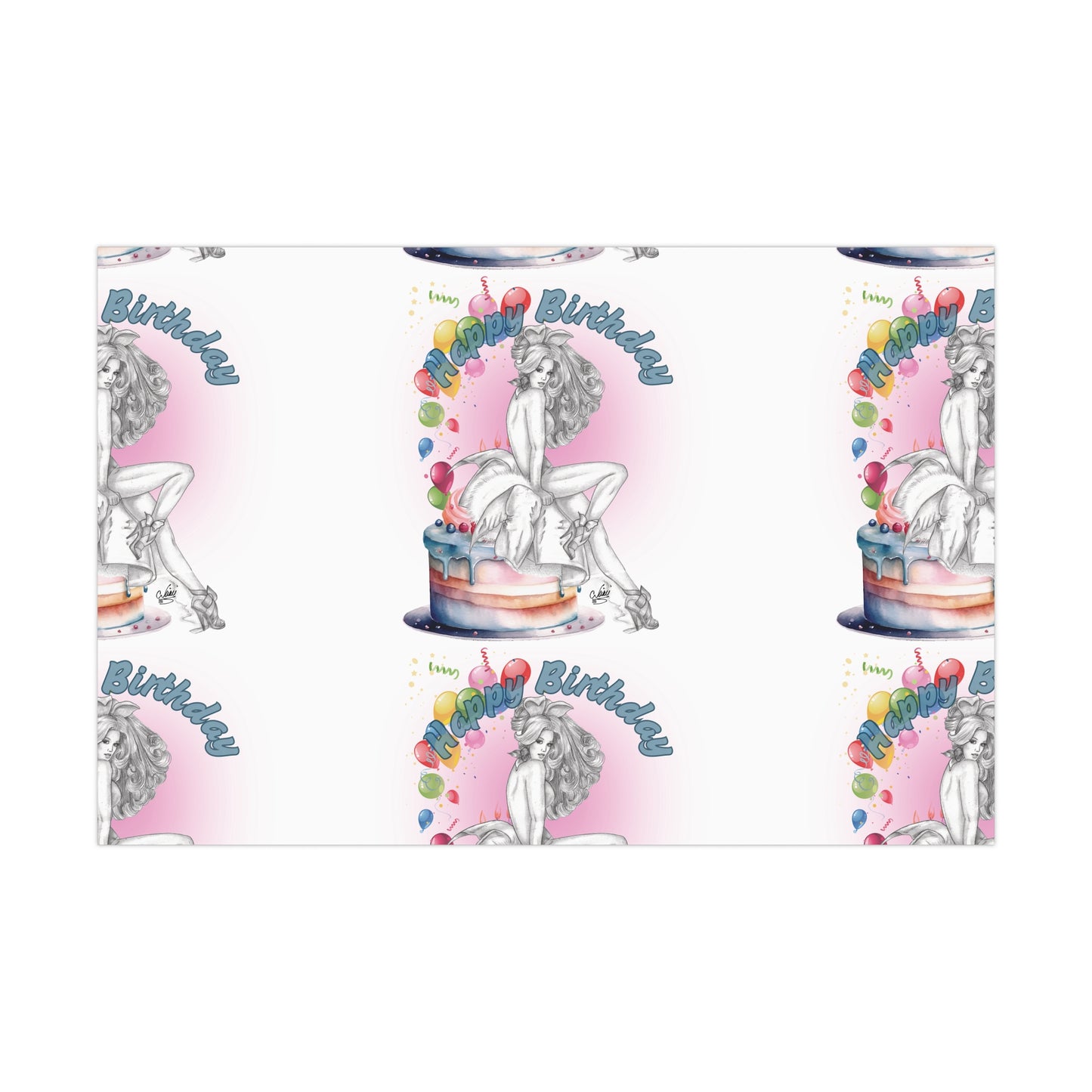 Pretty Bunny Vintage Artwork - BIRTHDAY Wrapping Paper - Eco Friendly Gift Wrap