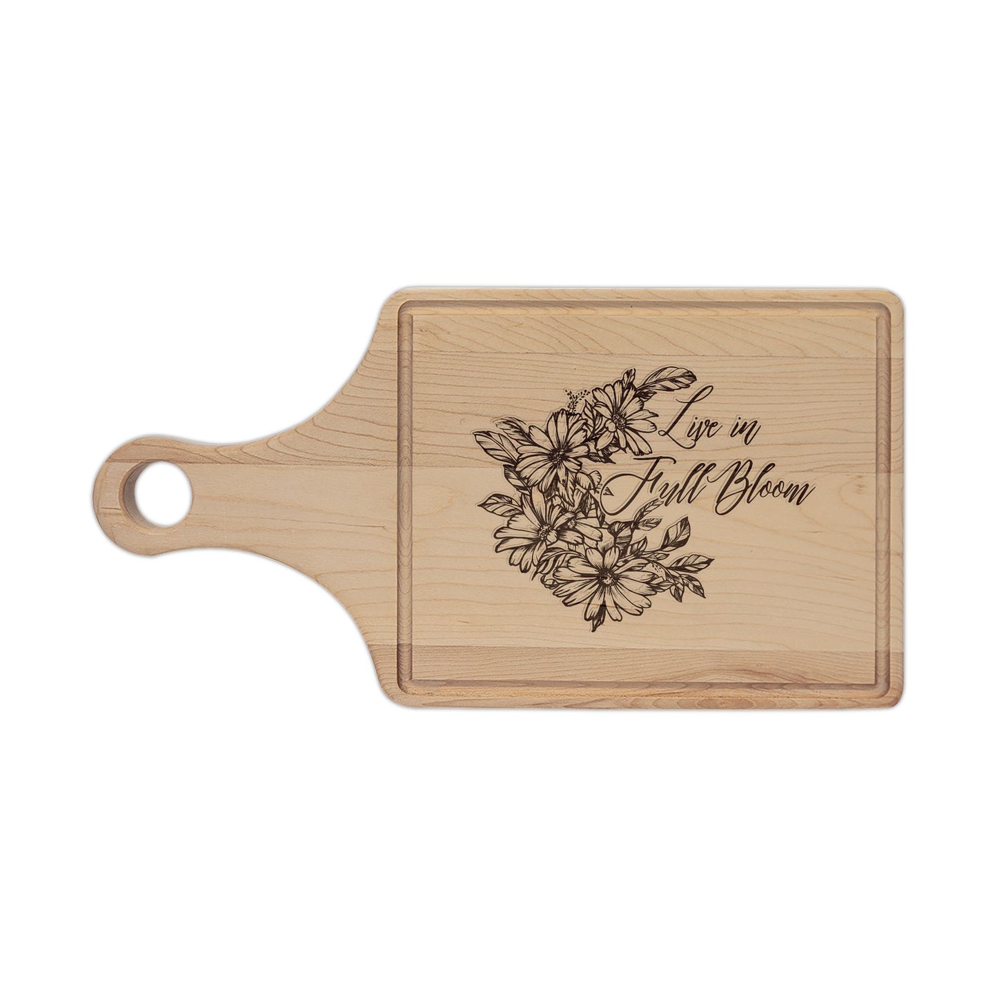 Live in Full Bloom - Wooden Cutting Board
