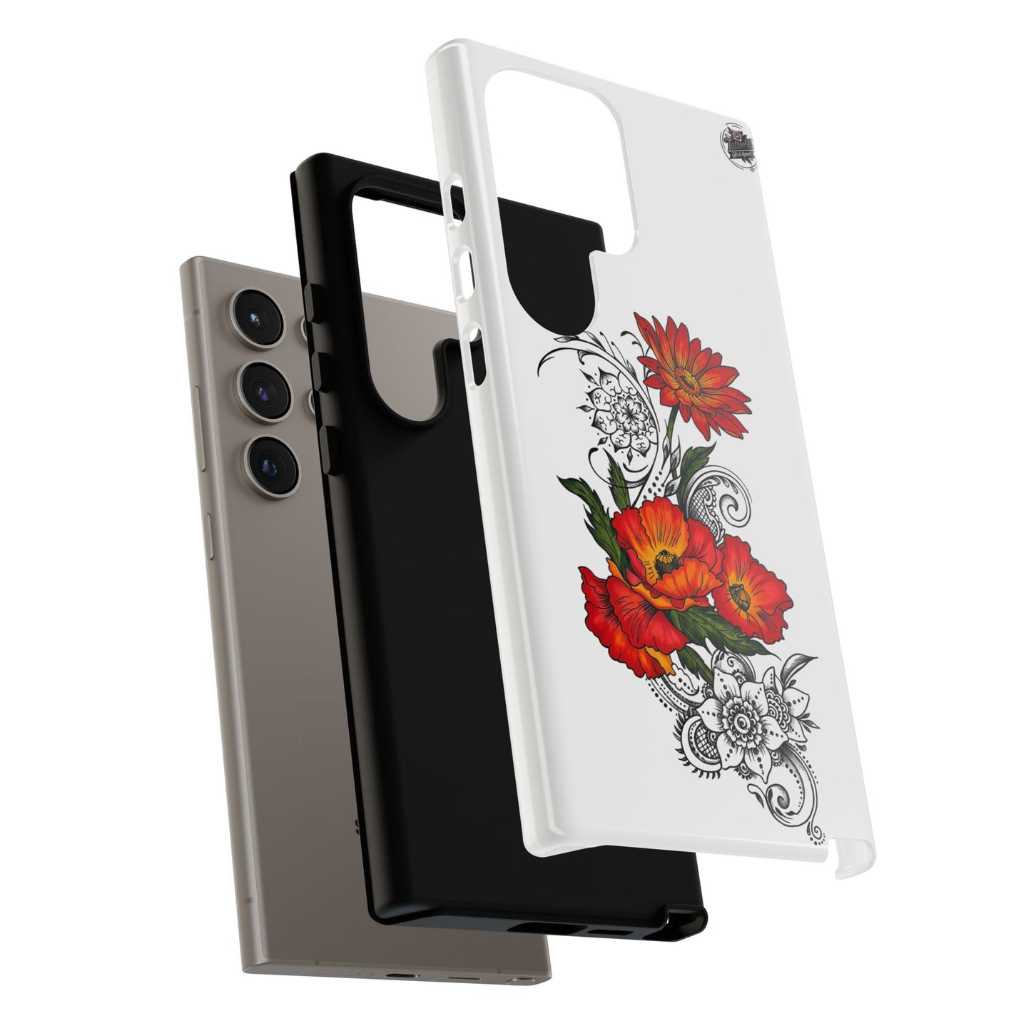Floral Red Poppy - Tough Galaxy Phone Case Series S10-S25 Series