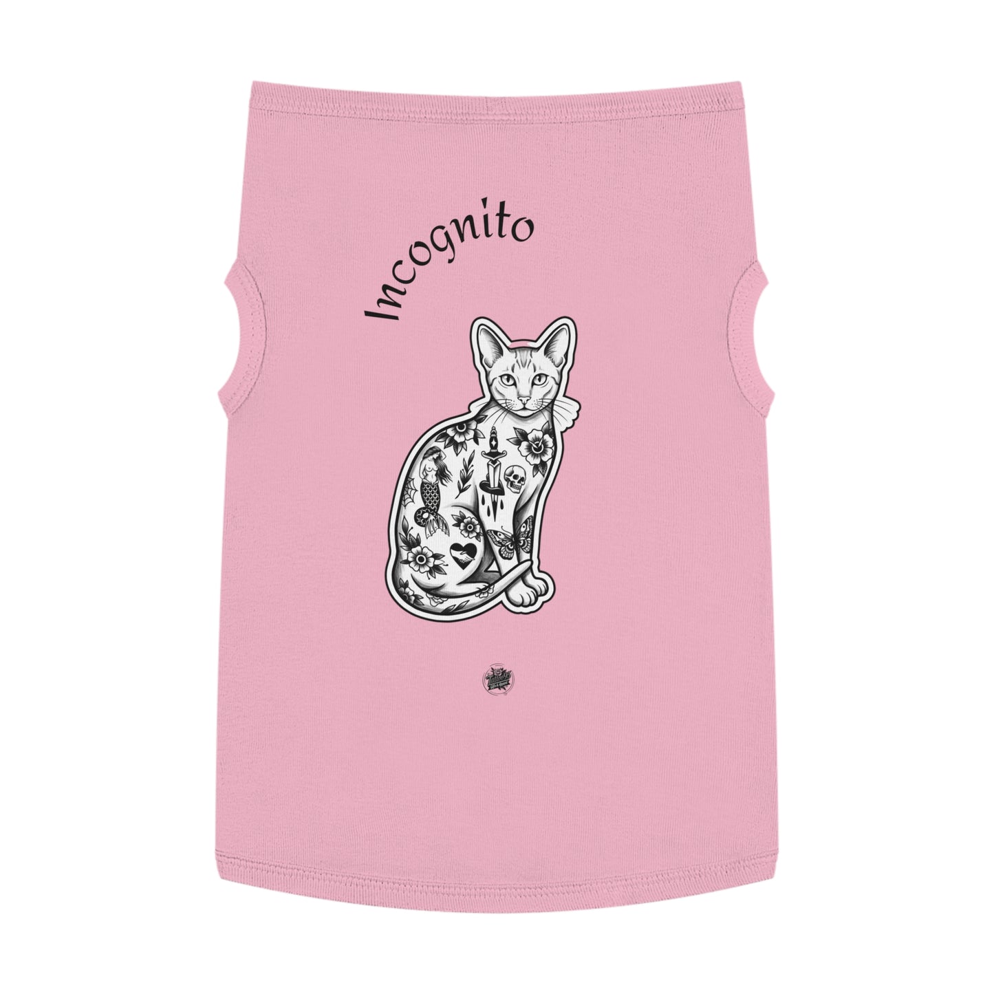 Incognito Tattoo Cat Pet Tank Top — Funny 'Incognito' Graphic Tank for Large Dogs