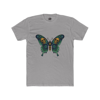 Butterfly Skulled Wings - Crew Tee — Blue Graphic 'Quiet Promise' Cotton Tee