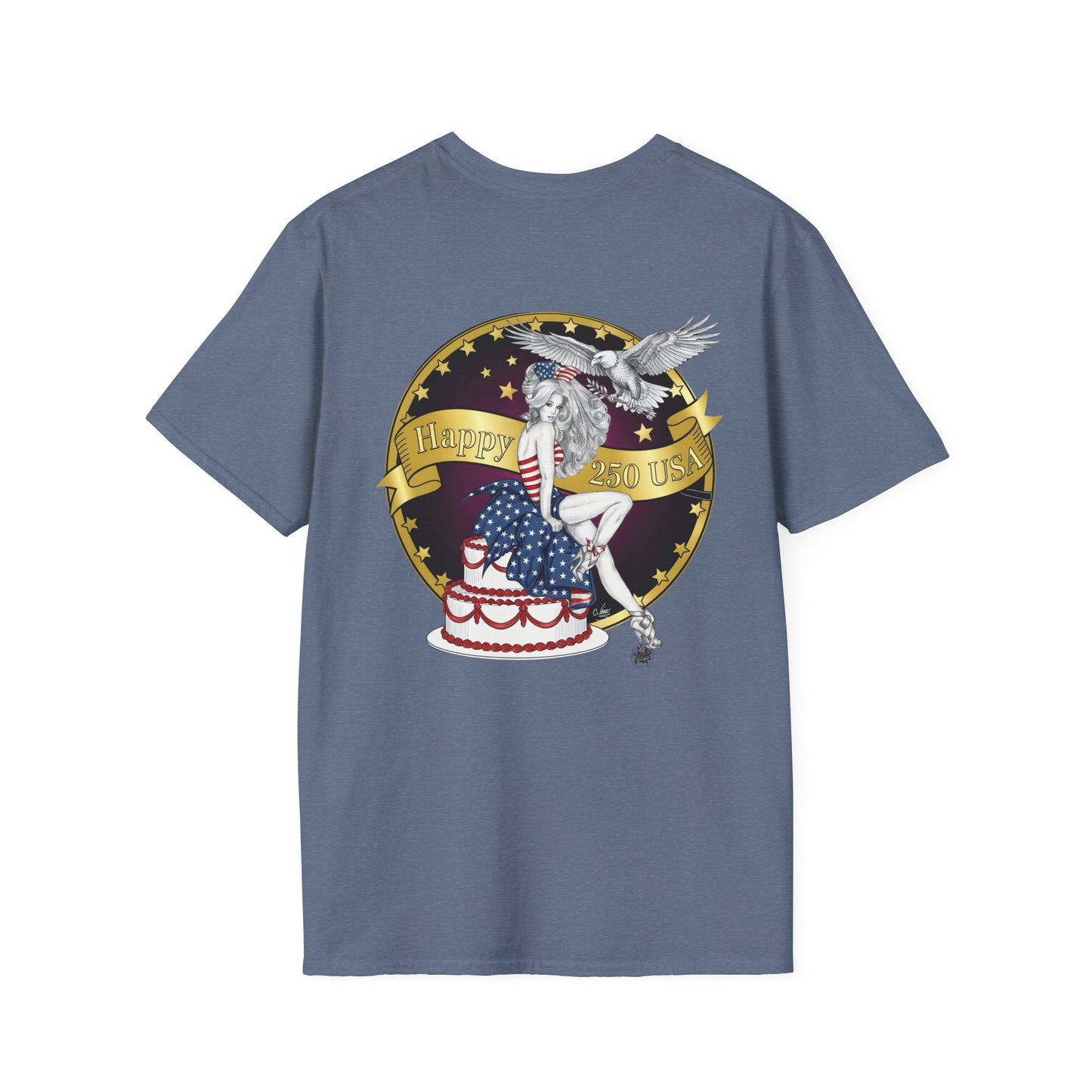 Eagle Tattoo T-Shirt with Flag & Lady Liberty – Happy 250th Birthday USA
