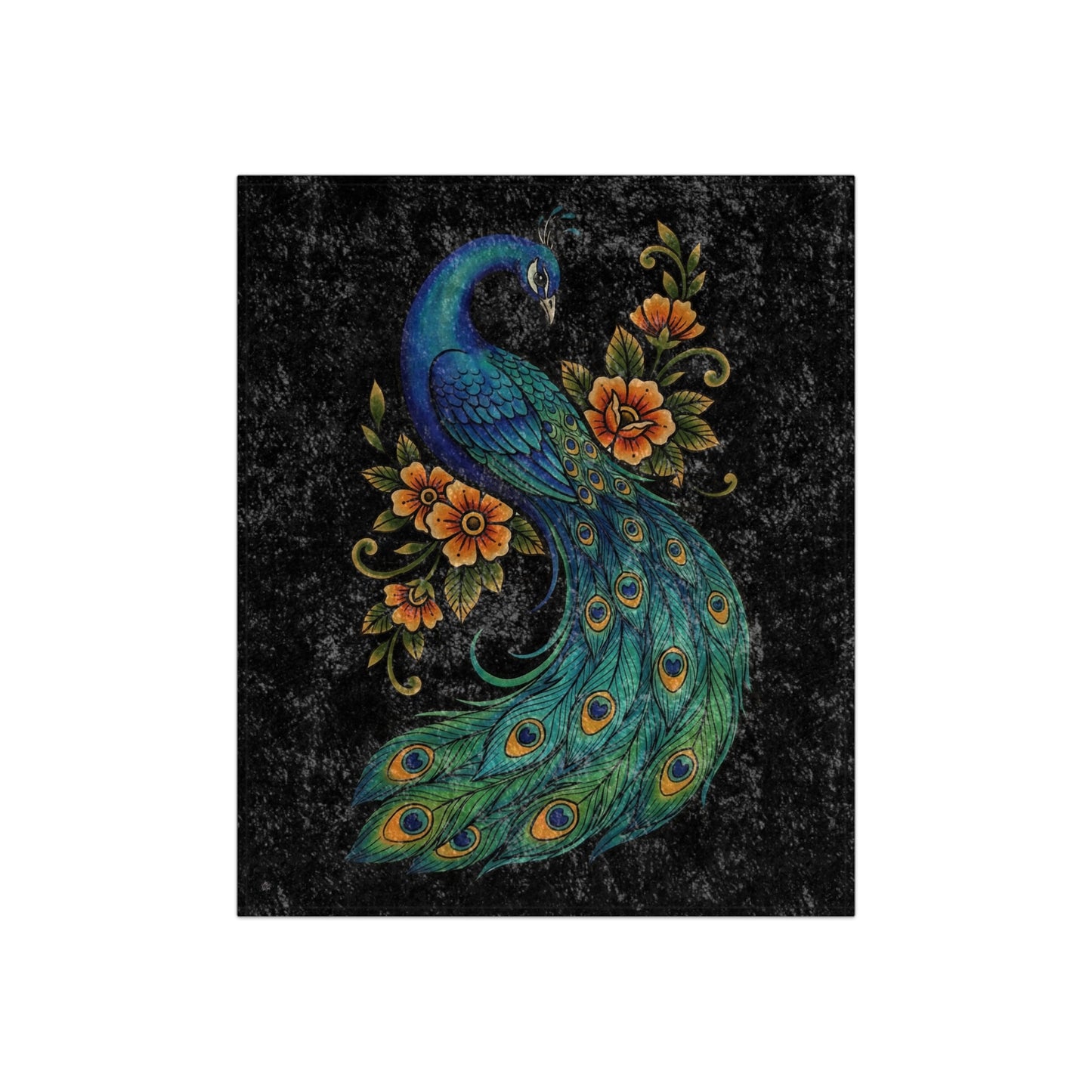 Floral Peacock - Crushed Velvet Blanket