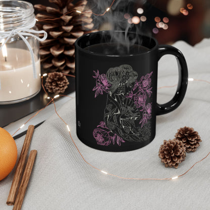 Flowing Geisha Tattoo - Coffee Mug — 11oz & 15oz - Black Background