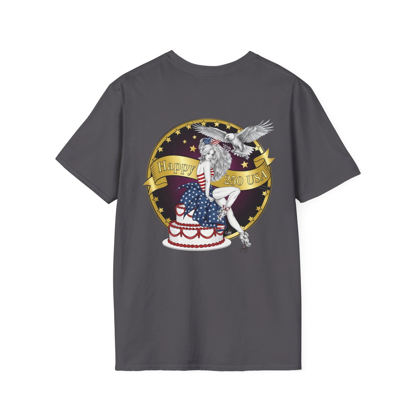 Eagle Tattoo T-Shirt with Flag & Lady Liberty – Happy 250th Birthday USA